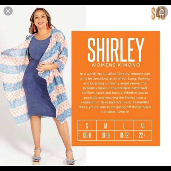 Lularoe NWT Small Shirley Kimono.💙 - Picture 2 of 2